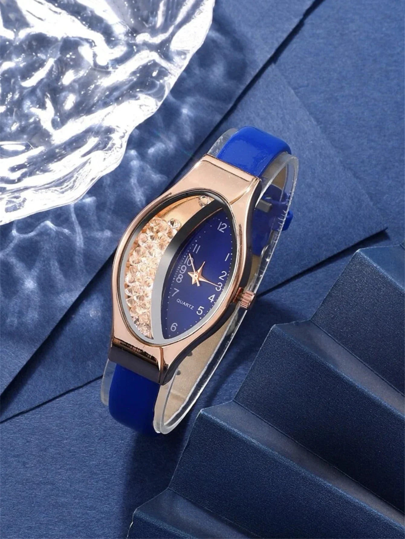 5PCS Set Fashion Women Korean Version Versatile Elliptical Quicksand Digital Women's Quartz Watch Watch Womens Necklace Earrings - troupe de luxe5PCS Set Fashion Women Korean Version Versatile Elliptical Quicksand Digital Women's Quartz Watch Watch Womens Necklace Earrings