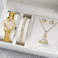 6PCS/Set Luxury Full Diamond Women Watches Fashion Ladies Quartz Wristwatch Jewelry Set Reloj Mujer（Without Box） - troupe de luxe6PCS/Set Luxury Full Diamond Women Watches Fashion Ladies Quartz Wristwatch Jewelry Set Reloj Mujer（Without Box）
