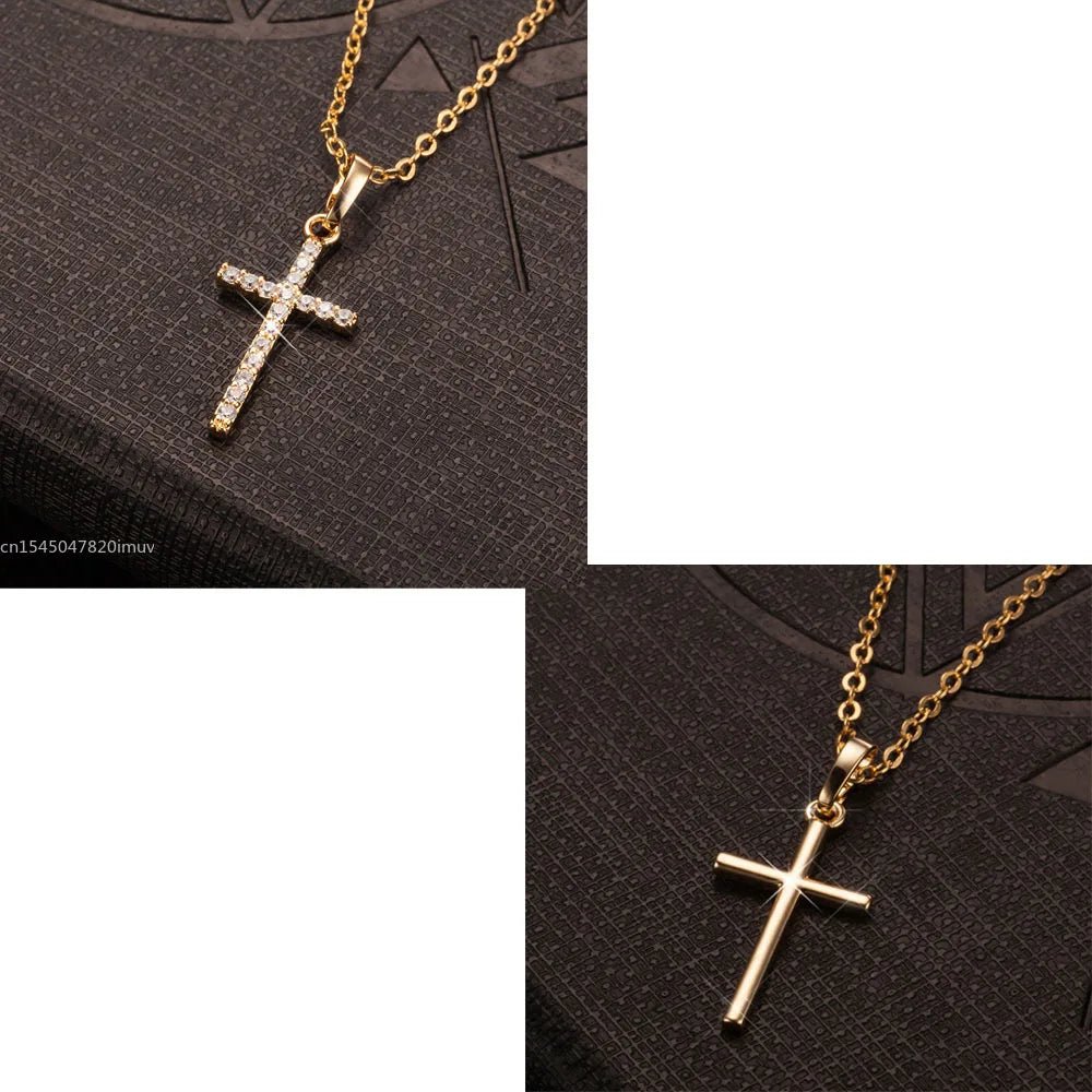 Luxury Zircon Cross Pendants Necklace Fashion Light Golden Silver Color for Men Women Jewelry Chain Accessory - troupe de luxeLuxury Zircon Cross Pendants Necklace Fashion Light Golden Silver Color for Men Women Jewelry Chain Accessory