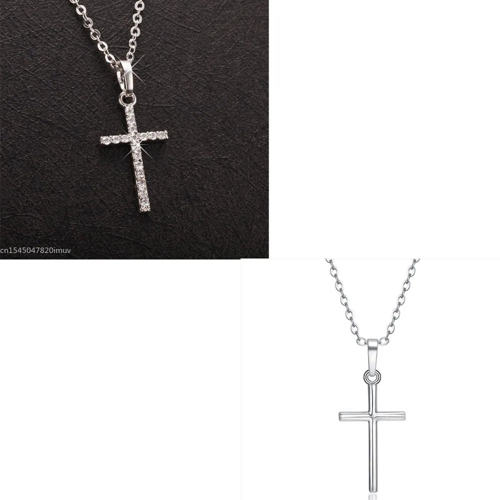 Luxury Zircon Cross Pendants Necklace Fashion Light Golden Silver Color for Men Women Jewelry Chain Accessory - troupe de luxeLuxury Zircon Cross Pendants Necklace Fashion Light Golden Silver Color for Men Women Jewelry Chain Accessory