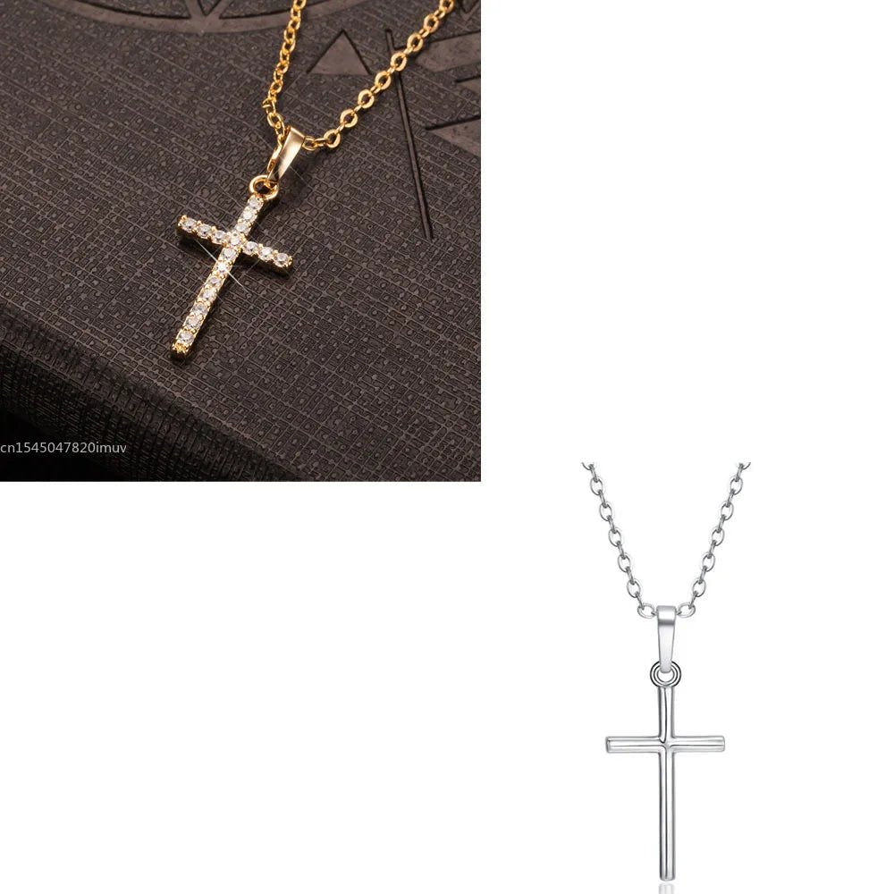 Luxury Zircon Cross Pendants Necklace Fashion Light Golden Silver Color for Men Women Jewelry Chain Accessory - troupe de luxeLuxury Zircon Cross Pendants Necklace Fashion Light Golden Silver Color for Men Women Jewelry Chain Accessory